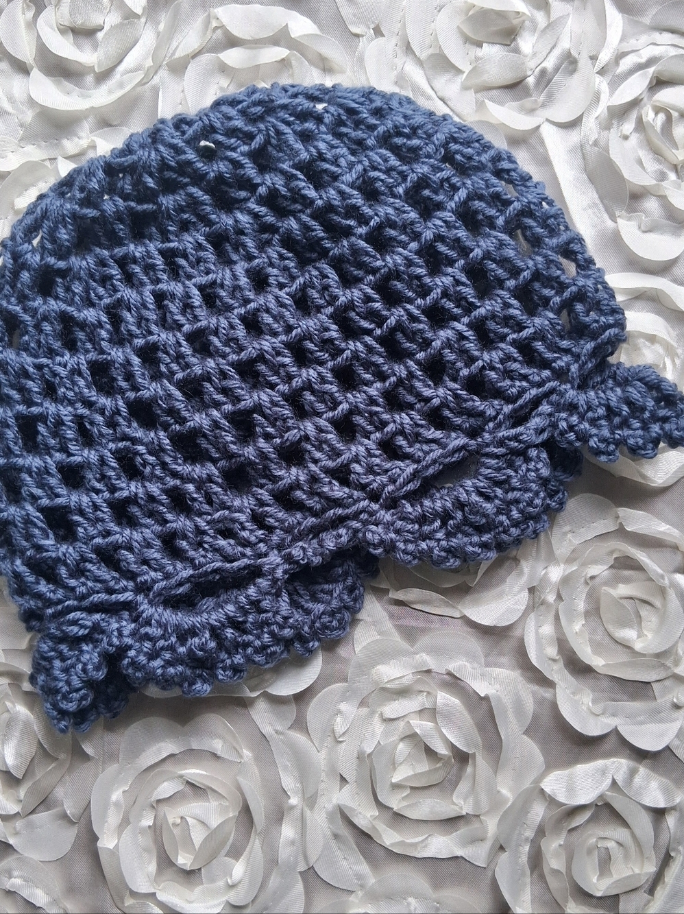 New Handmade Crochet Country Blue/denim Vintage Style Hat Osfm